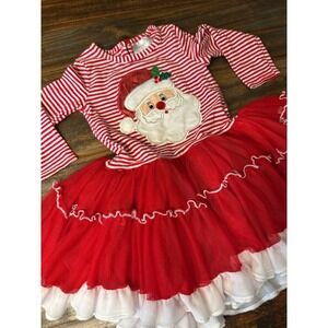 Emily Rose‎ Santa Tutu Dress Toddler Girl Size 3T Red Striped Christmas